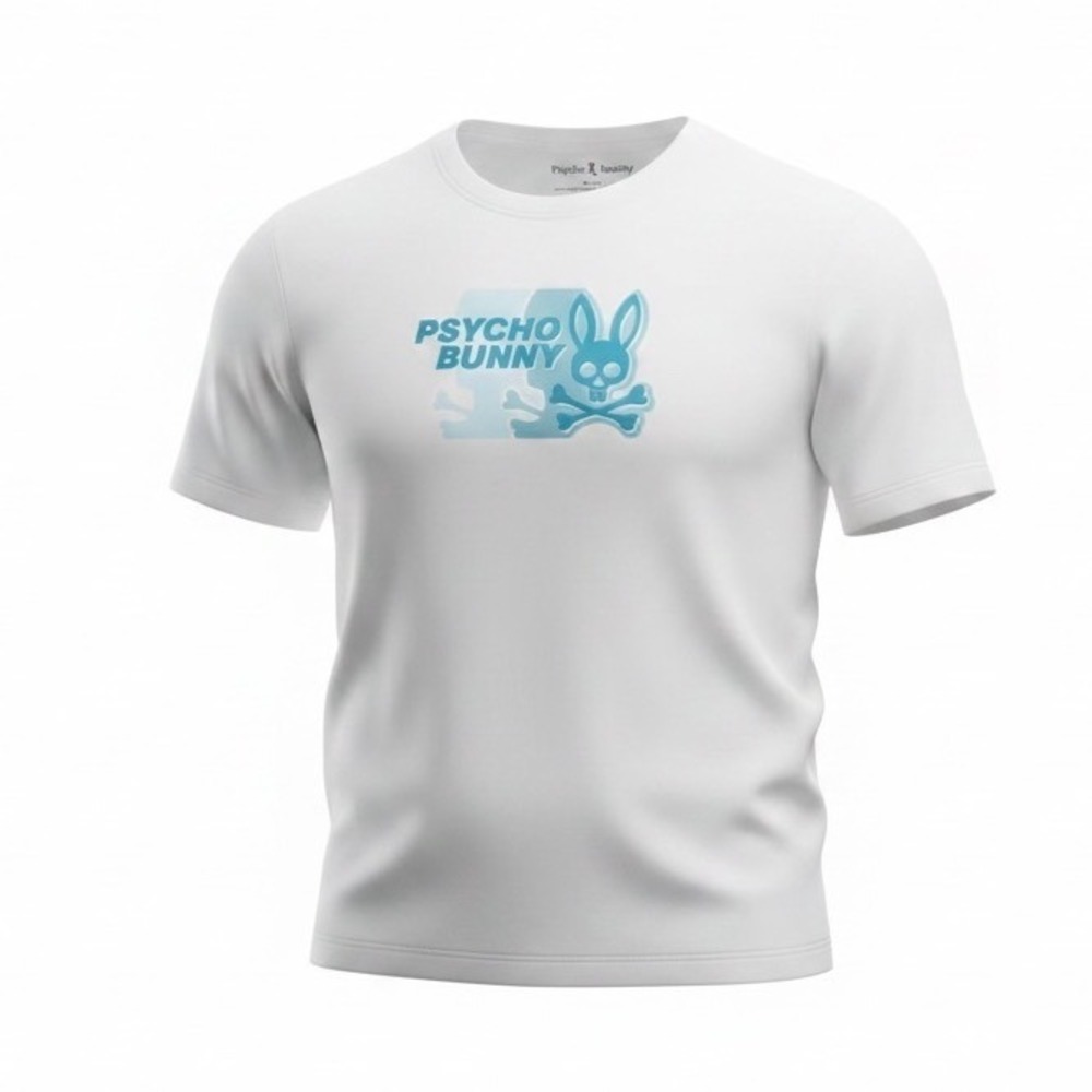 Psycho Bunny Mens 4XL White Kona Crew Neck Graphic Tee White T-Shirt NWT